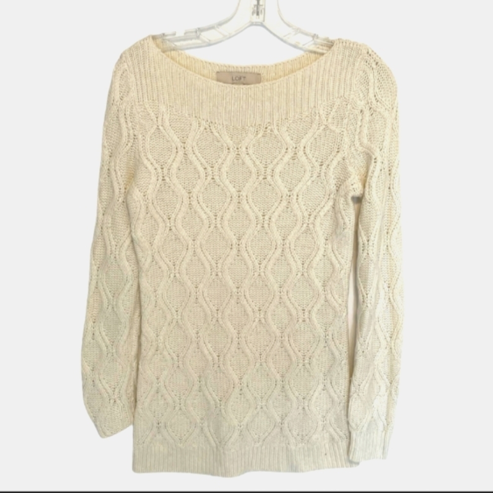 LOFT Rabbit Hair Blend Sweater in creamy white